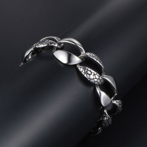 Bracelet pour homme à motif peau de serpent, bijoux en argent tibétain, style rock hip hop, CE294 - Product Image 4