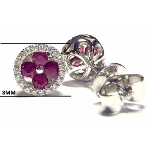 HK Fabricant Nouvel An Livraison Rapide Mignon Rubis Bijoux 18k Or Blanc Diamant De Haute Qualité Bouton Rond Boucles D'oreilles - Product Image 2