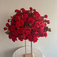 EG-FB-RD05 Nouveauté 2026 – Boule de fleurs artificielles 5D faites à la main, roses bordeaux, grande taille 80 cm, pour centres de table de mariage et décorations
