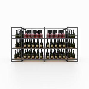 رفوف عرض للمشروبات الكحولية في المتاجر، رف أرضي حديدي لعرض زجاجات النبيذ بأربعة اتجاهات للتخزين في السوبر ماركت والقبو - Product Image 3