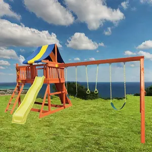 Daydreamer's Balcony Swing Set Kids Outdoor Amusement Equipment Backyard Wooden Playground Swing Set