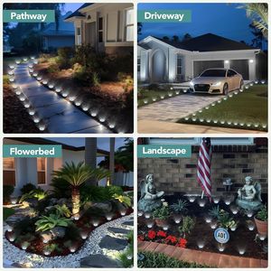 <b>Solar</b> Garden In <b>Ground</b> <b>Light</b> 8LED Stainless Steel Warm White <b>Light</b> For Courtyard Lawn Pathway - Product Image 2