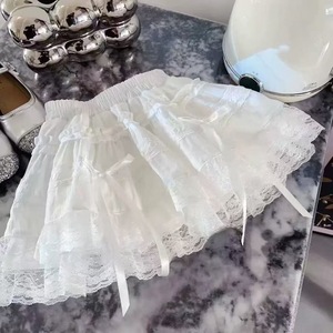 Girls Lace Trim Cake Skirt Solid Color Cotton A-Line Short Skirt For Baby Girl Princess Dress - Product Image 3