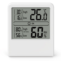 Higrometer Digital Dalam Ruangan Bertenaga Baterai, Monitor Plastik Nyaman untuk Rumah Tangga, Layar LCD Besar, Pengukur Kelembapan Rumah