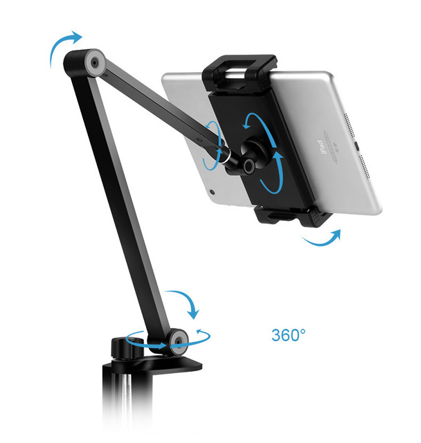 JM1 Foldable Long Arm Cell Phone Holder Mount Tablet Security Display Stand for Tablet Universal Clip Phone