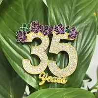 Broche personnalisable en strass violet pour le 35e anniversaire de la sororité grecque Delta, bijou en perles et strass