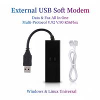 Módem de Datos y Fax Externo USB con Cable OEM de 56Kbps V.90 V.92 para Win XP/Vista/Win7/8/10/Linux