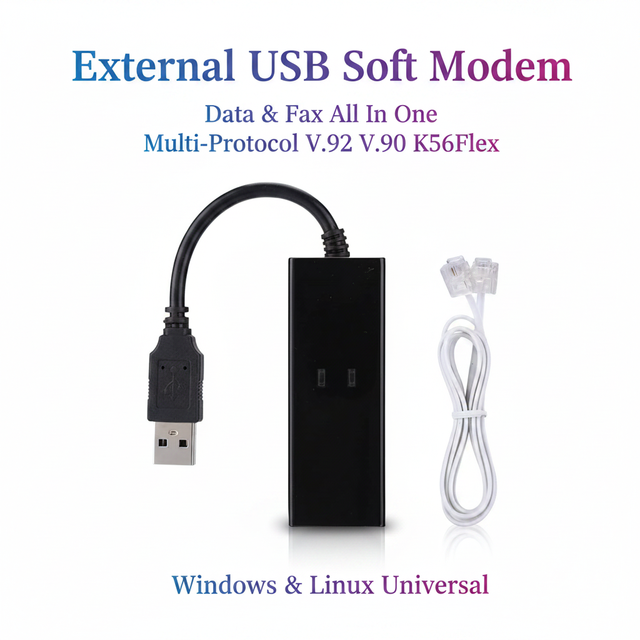 OEM Wired USB 56Kbps V.90 V.92 External Dial up Fax Data Modem for Win XP/Vista/Win7/8/10/Linux