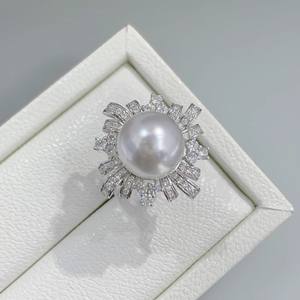 10635 Accessoires en perles DIY, bague en argent S925, support creux pour plusieurs perles, édition épaisse, incrustation de diamants taillés, bijoux en argent 3-4 mm - Product Image 1