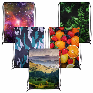 Wholesale Promotional Polyester Nylon Drawstring 33x43cm Size Shop and Backpack Customized Draw String Bags