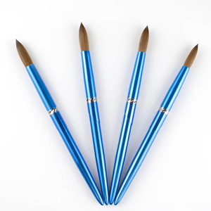 Pinceau à ongles ovale bleu, manche métallique, outils professionnels <span class=keywords><strong>pour</strong></span> la <span class=keywords><strong>peinture</strong></span> des ongles, fournitures, pinceau <span class=keywords><strong>acrylique</strong></span> 100% Kolinsky, à poils frisés, best-seller - Product Image 2