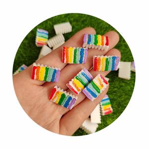 100 pièces Simulation Mini arc-en-ciel gâteau résine Flatback Cabochon Miniature nourriture poupée maison décoration <span class=keywords><strong>Slime</strong></span> charme artisanat - Product Image 2