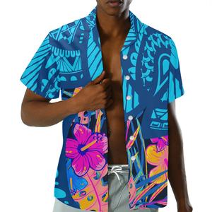 Bleu Hawaii t-shirts Fiesta Camisa été Hawaiana Algodon Para Hombre Chemise <span class=keywords><strong>Hawaienne</strong></span> Aloha plage hommes Tropical chemise décontractée - Product Image 4