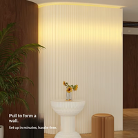 Dinding Latar Lipat Modern Minimalis, Partisi Lembut Akrilik dengan Lampu LED Strip, Tema Seni, Ukuran Dapat Disesuaikan untuk Ruangan