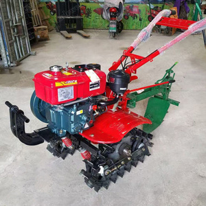 Mini cultivadora diésel roja con doble cadena y accesorios para cultivo agrícola - Product Image 2