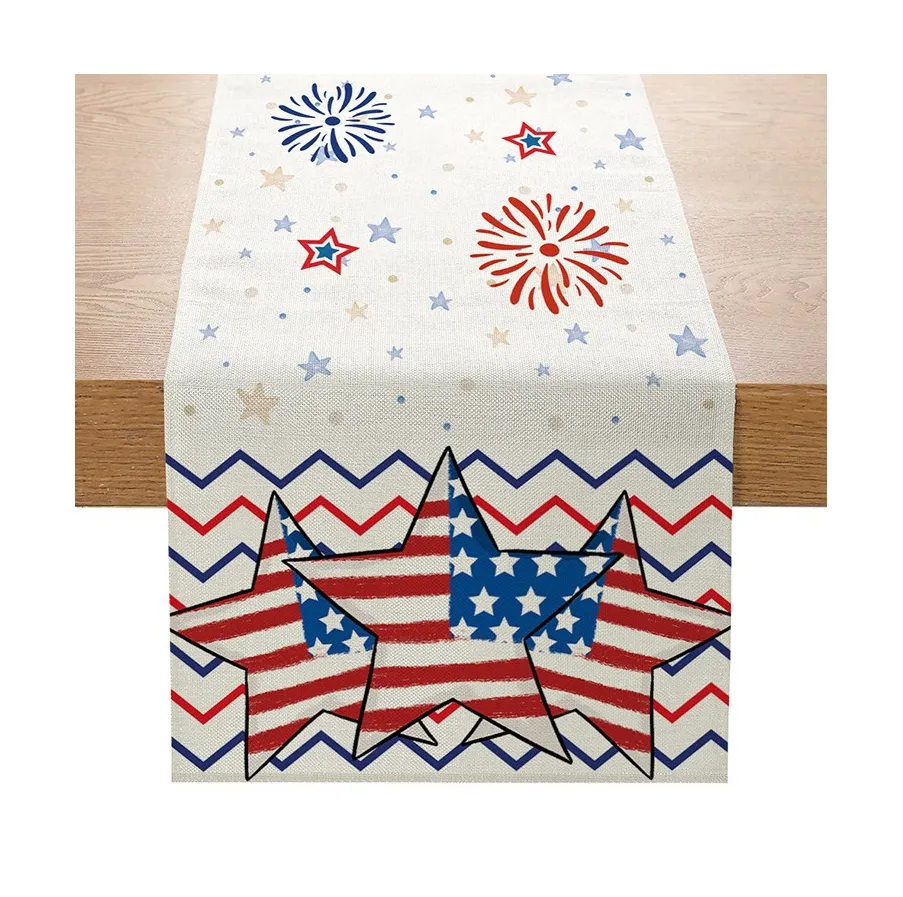 Hot Sale American Independence Day Printing Room Decoration Long Cloth Table Runner for Party Rectangle Tables