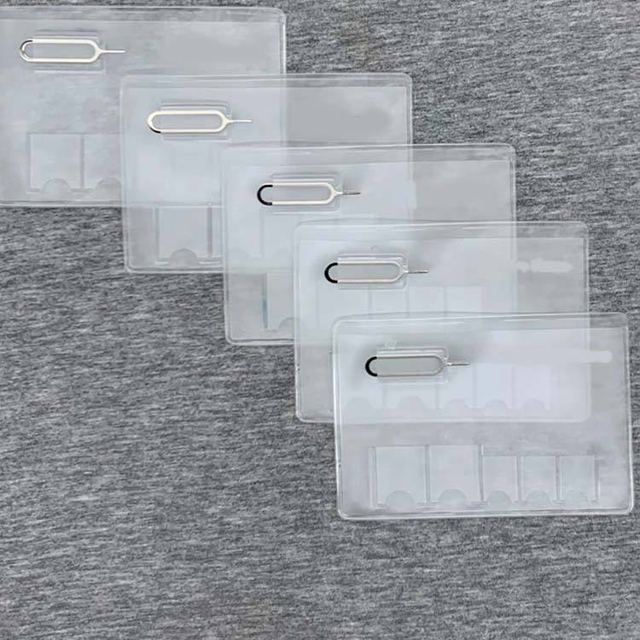 Low Price Wholesale Price Stand Universal Transparent Memory Card 6 Sim Portable Plastic PVC Sim Card Holder for Needle