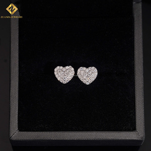 New Arrivals Fashion Style Pass Diamond Tester Screw <b>Back</b> Iced Out Man Round VVS1 Moissanite Diamond Hip Hop Heart Shape <b>Earring</b> - Product Image 3