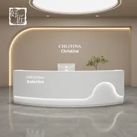 Bureau de réception moderne en bois laqué pour hôtel salon de beauté salon de coiffure magasin de vêtements et clinique dentaire-comptoir de bar bureau de caissier