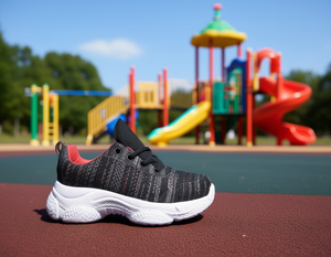 Scarpe Sportive per Bambini Nere e Grigie con Tomaia Sintetica, Suola in Gomma, Intersuola in EVA e Fodera in Cotone per Attività in Parchi Giochi - Product Image 2