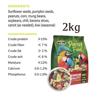 WIMOW Formule pour <span class=keywords><strong>oiseaux</strong></span> Friandises pour animaux Graines de tournesol Cacahuètes Vitamines 2kg 10kg Grison africain Cockatiel Ara Vente en gros OEM ODM - Product Image 4