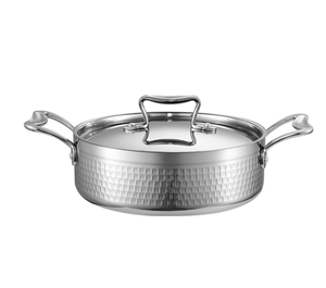 DFK01 Fournitures hôtelières et de restauration : Marmite de service en acier inoxydable à double paroi, design martelé, avec poignées - Product Image 3