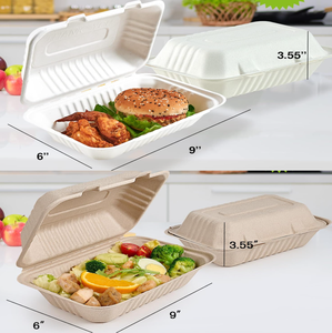ภาชนะบรรจุอาหารแบบฝาพับ ใช้แล้วทิ้ง เป็นมิตรกับสิ่งแวดล้อม ย่อยสลายได้ แข็งแรง ทนทาน ผลิตจากชานอ้อย 100% ย่อยสลายได้ ขนาด 9x6 นิ้ว - Product Image 2