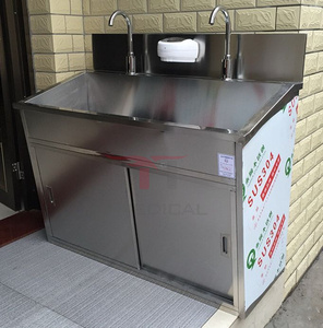 Lavabo Quirúrgico de Acero Inoxidable para Hospital con Control de Pedal/Sensor para Dos Personas, Marca MT MEDICAL - Product Image 2