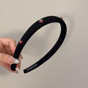 عصابة رأس للفتيات بتصميم جميل لطيف أحمر/وردي مزين بحجر الراين كرز فاخر للسيدات الشابات عصابة شعر يومية - Product Image 6