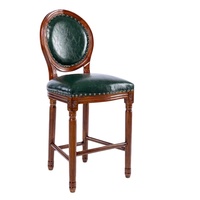 Tabouret de bar vintage en bois, chaise de bar rembourrée à dossier rond avec garniture cloutée pour bar à domicile ou restaurant