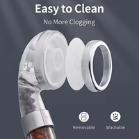 Ensemble de douche à main 3 modes avec double filtration, recharge de chlore, fonction ionique, boule minérale, finition chromée, design moderne, garantie 5 ans, facile à installer pour salle de bain