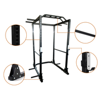 Rack de musculation tout-en-un pour la maison, support de barre réglable avec stations de dips et crochets en J pour squats et bancs de musculation