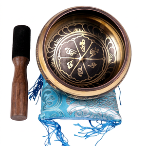 Cuenco Tibetano Hecho a Mano, de Bronce, para Sanación de Chakras y Meditación, Bañado en Oro, Negro, Personalizable, Artesanía Religiosa en Metal - Product Image 1
