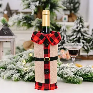 Wholesale red and black buffalo check polyester dustproof red wine decoration bag