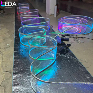 Lumière suspendue LEDA en spirale colorée dégradée, ruban néon RGB, luminaire de <span class=keywords><strong>plafond</strong></span> pour <span class=keywords><strong>mariage</strong></span>, décoration d'allée de <span class=keywords><strong>mariage</strong></span> - Product Image 4