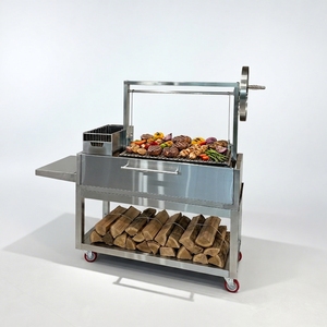 Griglia a Carbone Argentina in Acciaio Inox, BBQ a Legna con Manovella e Ripiano Inferiore per Giardino - Product Image 1