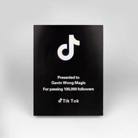 Plaque de récompense en aluminium noir argenté doré avec certificat en bois Tiktok Plaques de récompense pour les événements d'anniversaire