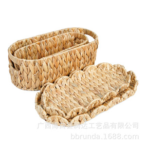 ตะกร้าเก็บของสานจากผักตบชวา งานแฮนด์เมด ทรงสี่เหลี่ยมผืนผ้า สำหรับวางบนโต๊ะกาแฟ ตู้เก็บของ หรือใส่อาหาร พร้อมฝาปิด - Product Image 2