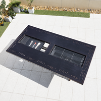 Table de repas BBQ d'extérieur en aluminium moulé avec deux fentes de cuisson pour patio, jardin, villa - Ensemble de mobilier d'extérieur en métal robuste