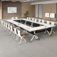 Table de formation pliable, ensemble table et chaises de conférence, bureau d'étude double multifonctionnel long et mobile