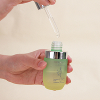 Nouveau design personnalisé, flacon compte-gouttes en verre de 30 ml (1 oz) avec bouton poussoir argenté, dégradé de couleur, sérigraphie, pour sérum de soin de la peau et gouttes pour les yeux
