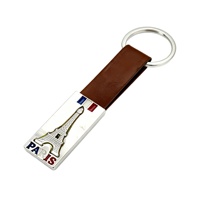 Porte-clés en cuir et alliage de zinc, finition laquée, style européen, pendentif drapeau français Paris, accessoires de sac, souvenir de voyage créatif