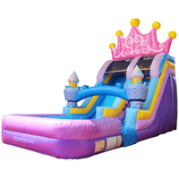 Château gonflable commercial, trampoline gonflable en PVC, maison de rebond gonflable sirène avec toboggan aquatique combiné à vendre