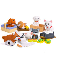 Chiens miniatures 3D Poupée PVC Chiot Figurines Maison Table Top Décoration Unique Dollhouse Cadeaux