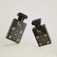Flacon de parfum carré de luxe de style arabe 30 ml, noir, en verre mat, sérigraphie, écologique et recyclable, idéal pour les voyages