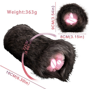 All'ingrosso 2 in 1 doppio foro realistico masturbatore maschile con la Vagina e anale con la pelliccia di animale artificiale uomo masturbazione Stroker - Product Image 6