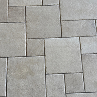 Carreaux de sol en pierre calcaire beige bon marché pour l'extérieur, placage en pierre calcaire pour villa luxueuse