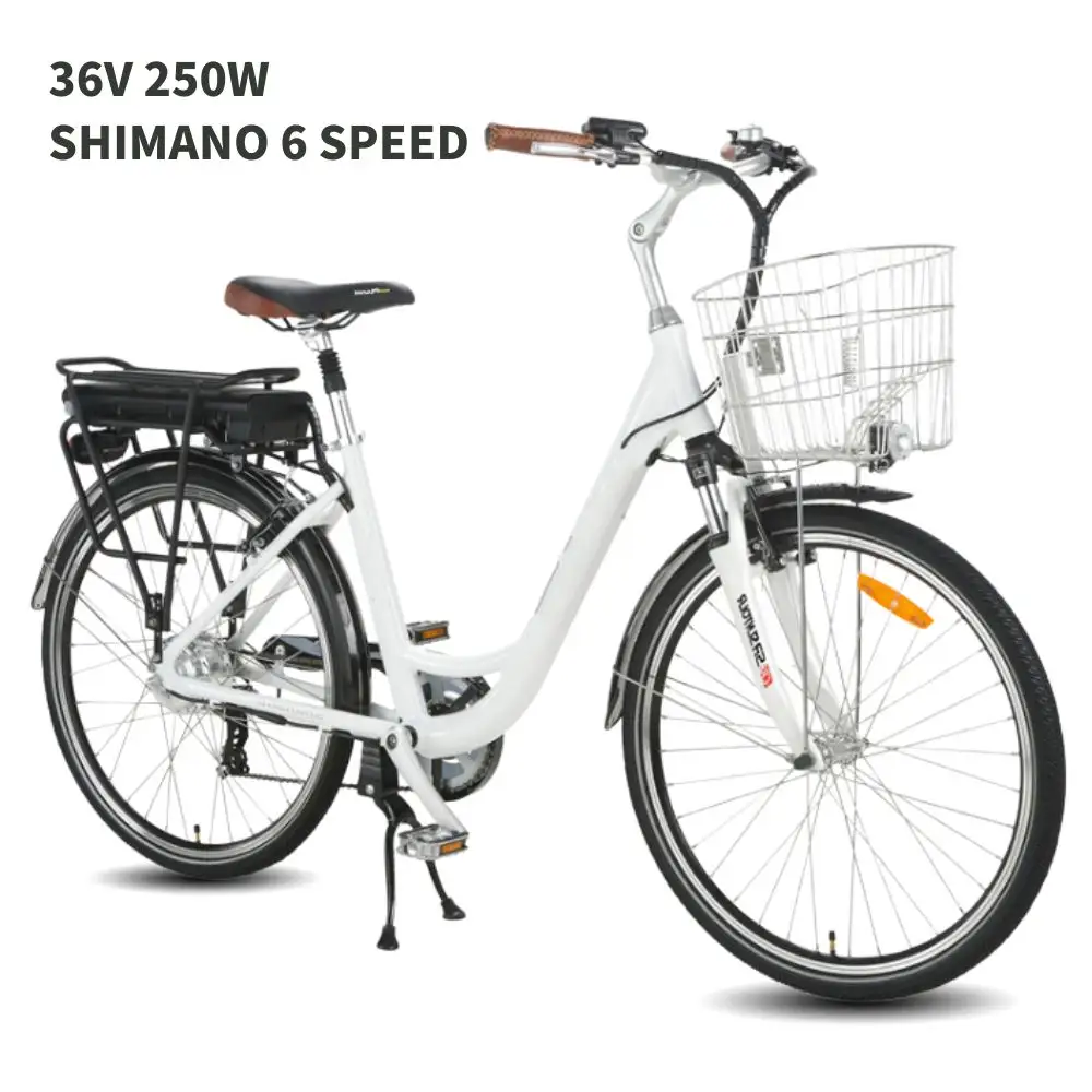 Дисковый тормоз, 36 В, 250 Вт, светодиодная лампа, литиевая батарея, городской дорожный торговый электрический велосипед, велосипед, алюминиевый сплав, 26 дюймов, цифровой, 6 скоростей