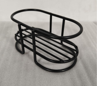 Support d'organisation de rangement moderne à 2 fentes en métal noir pour lavabo de salle de bain