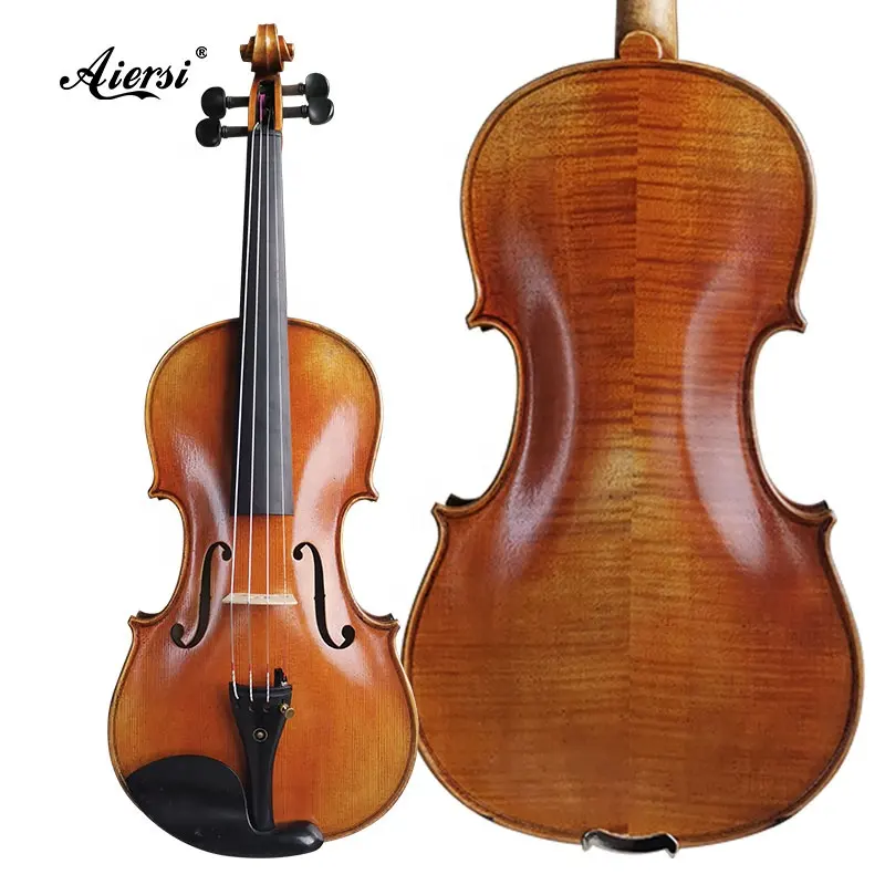 Aiersiブランド中国工場価格先進素敵な炎黒檀フィッティング油絵バイオリン